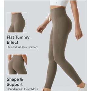 3 pairs of Halara tummy control leggings with pockets